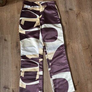 House of Sunny high rise highway purple and white flare pants size US 4‎